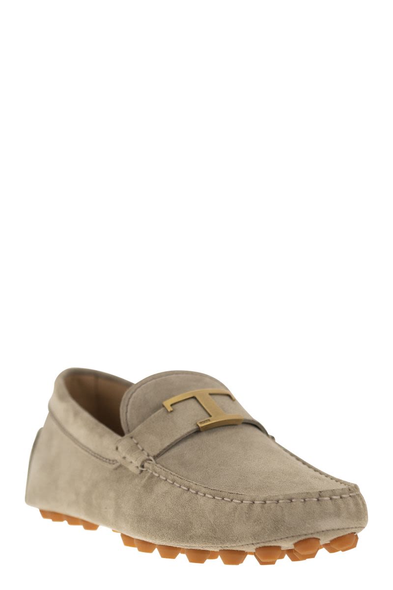 TOD'S Timeless Suede Leather Moccasin with Rubber Sole - 2.5 cm Height