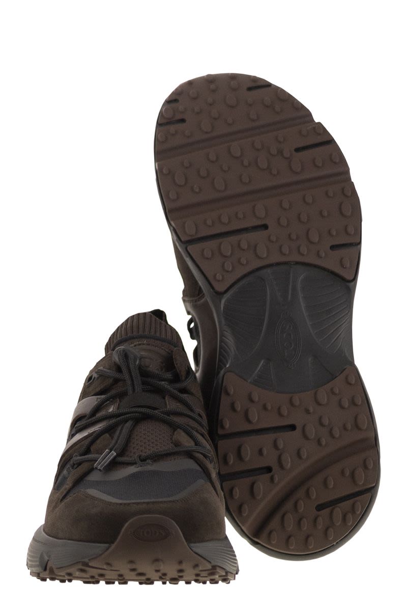 TOD'S Men's Suede and Technical Fabric Sneakers - 5.5 cm Sole Height