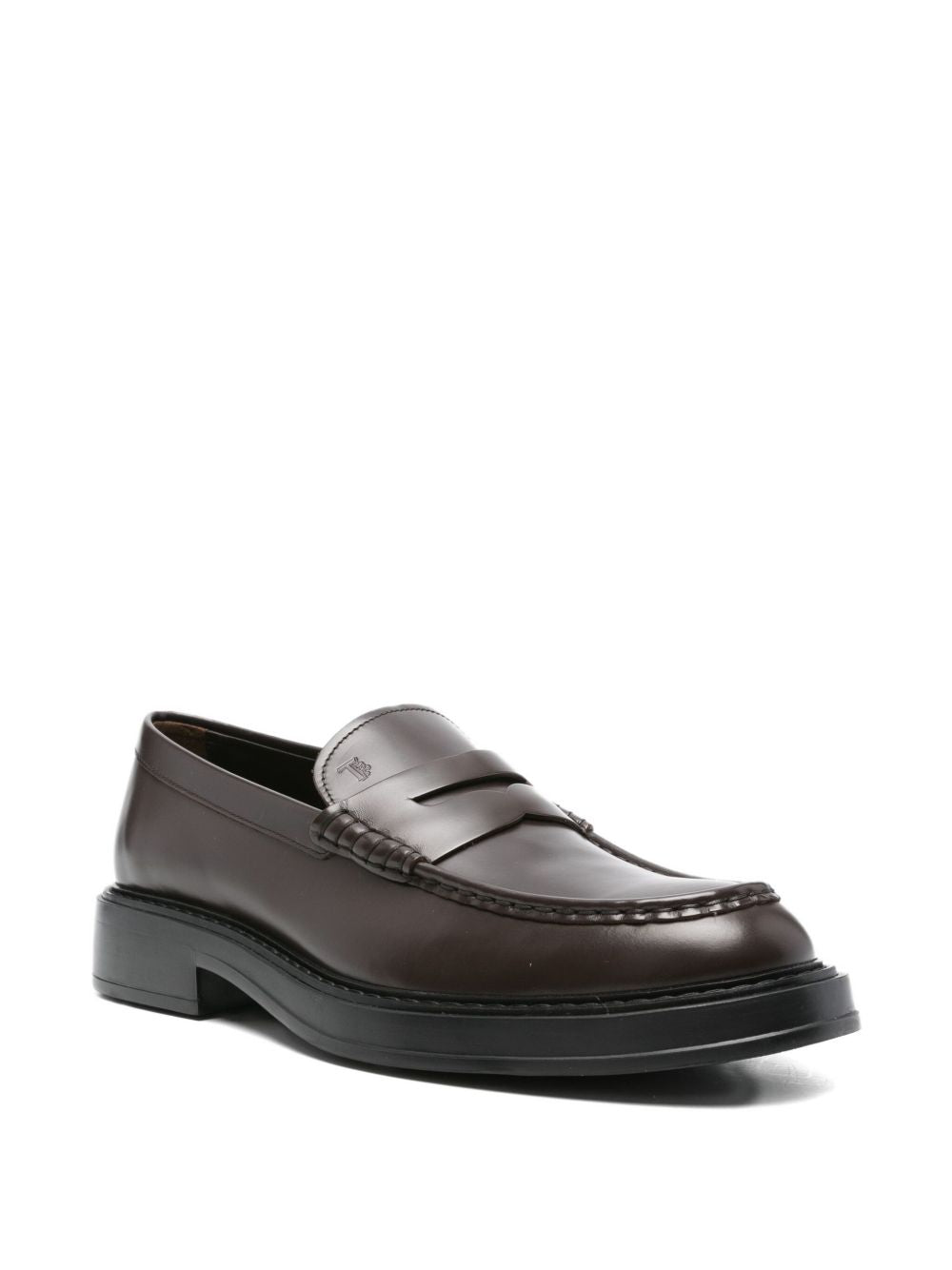 TOD'S Leather Loafers with Hand-Stitched Detailing - 4 CM Heel Height