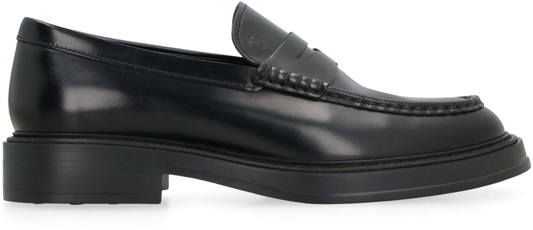 TOD'S Men's Full Grain Leather Loafers with Hand-Stitched Detail
