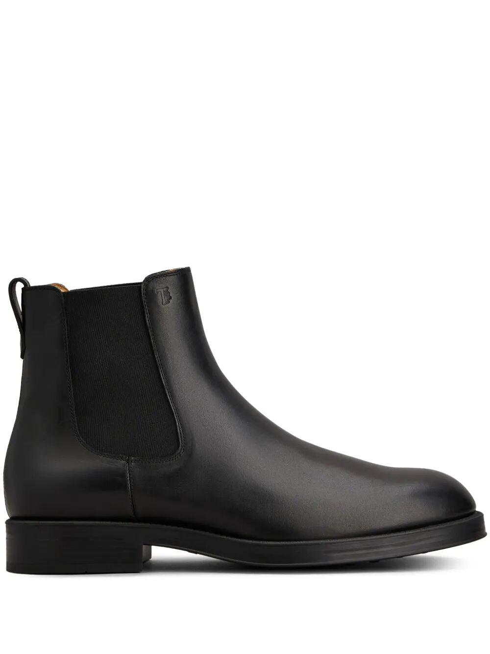 TOD'S Men's Leather Ankle Boots with Pull-Tab and Round Toe