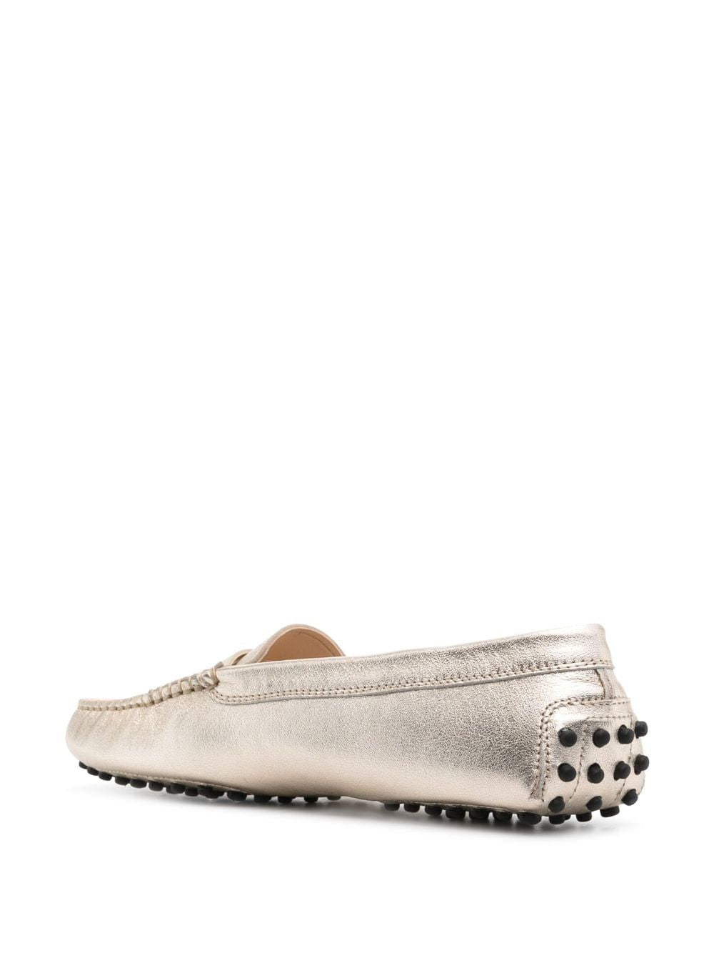 TOD'S Leather Moccasin with Embossed Monogram and Rubber Sole