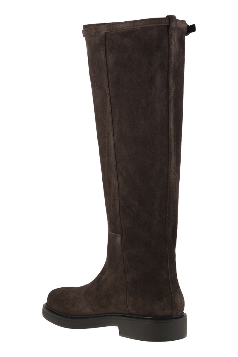 TOD'S Suede Calfskin Mini Strap Boot with Raised Rubber Studs - Women’s 3.5 cm Heel