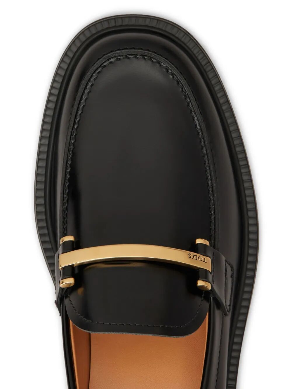 TOD'S Elegant Leather Loafers with Metal Bar