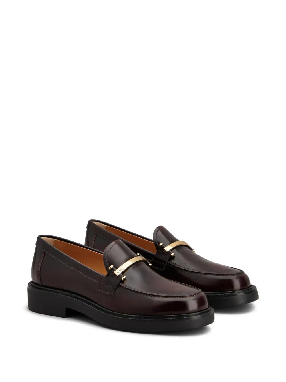 TOD'S Leather Loafers with Metal Bar