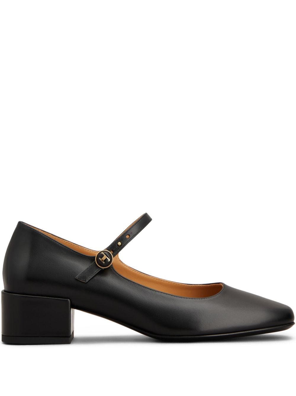 TOD'S Mary Jane Block Heel Leather Pumps