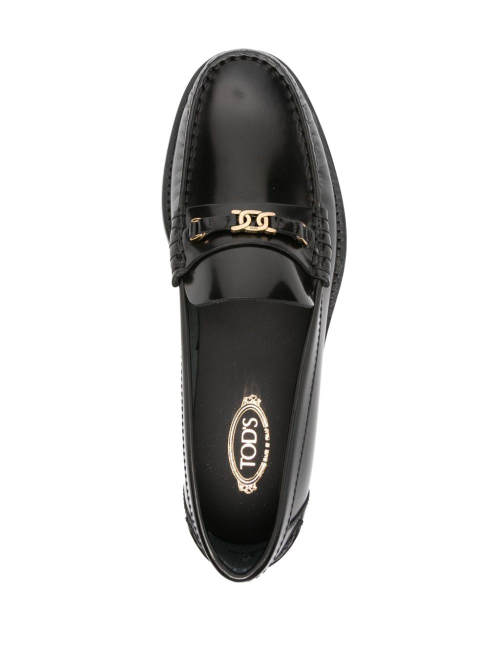 TOD'S Chic Brushed Leather Moccasins with Signature Metal Chain