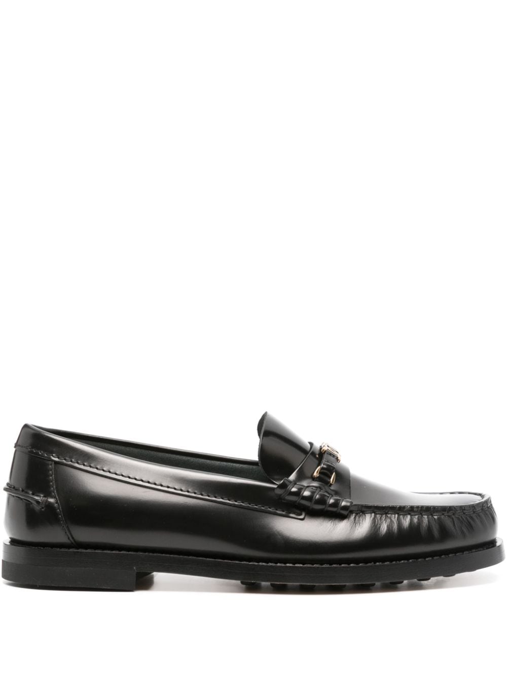TOD'S Chic Brushed Leather Moccasins with Signature Metal Chain