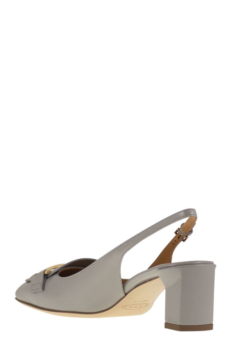 TOD'S High-Quality Slingback Leather Pumps with Custom Metal Bar - 5 cm Heel