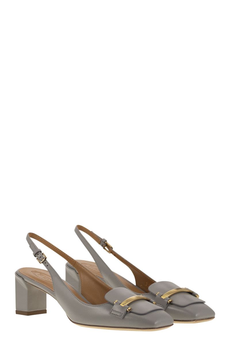 TOD'S High-Quality Slingback Leather Pumps with Custom Metal Bar - 5 cm Heel