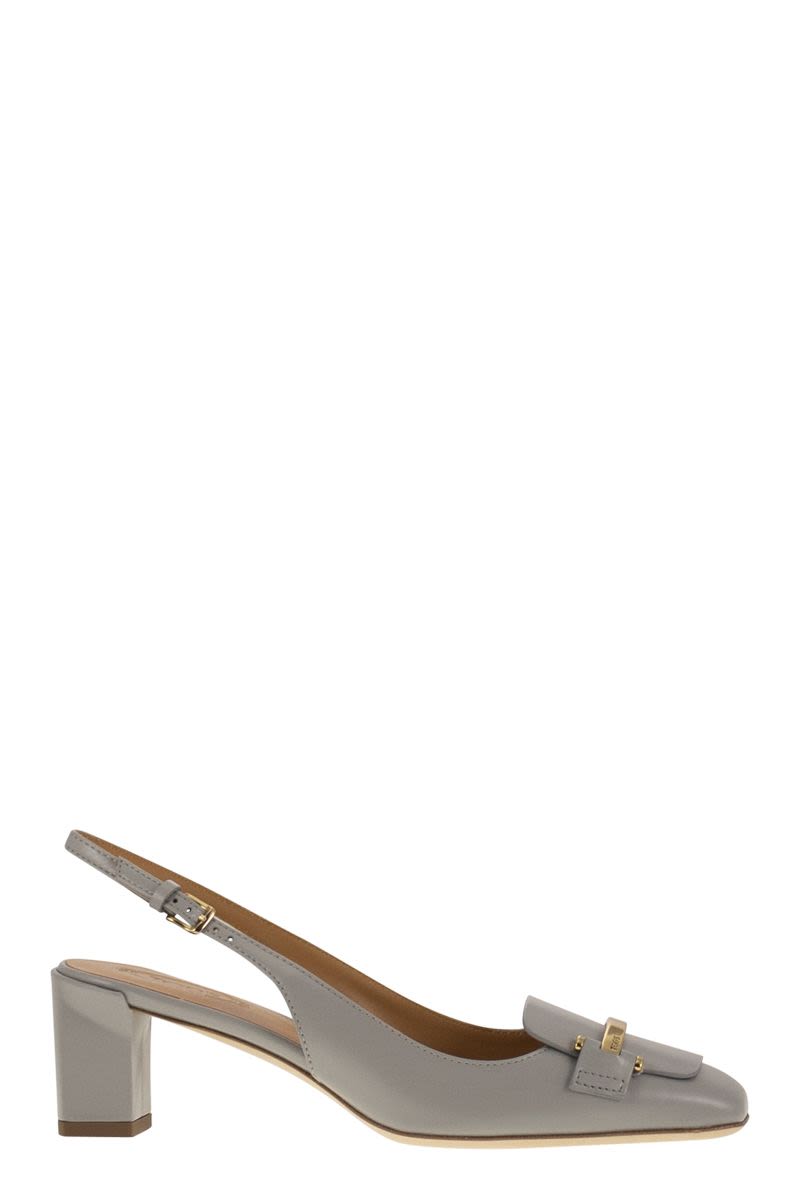 TOD'S High-Quality Slingback Leather Pumps with Custom Metal Bar - 5 cm Heel