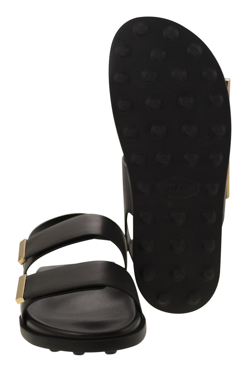 TOD'S Chic Leather Strap Sandal with Custom Metal Finials - 2.5 cm Sole