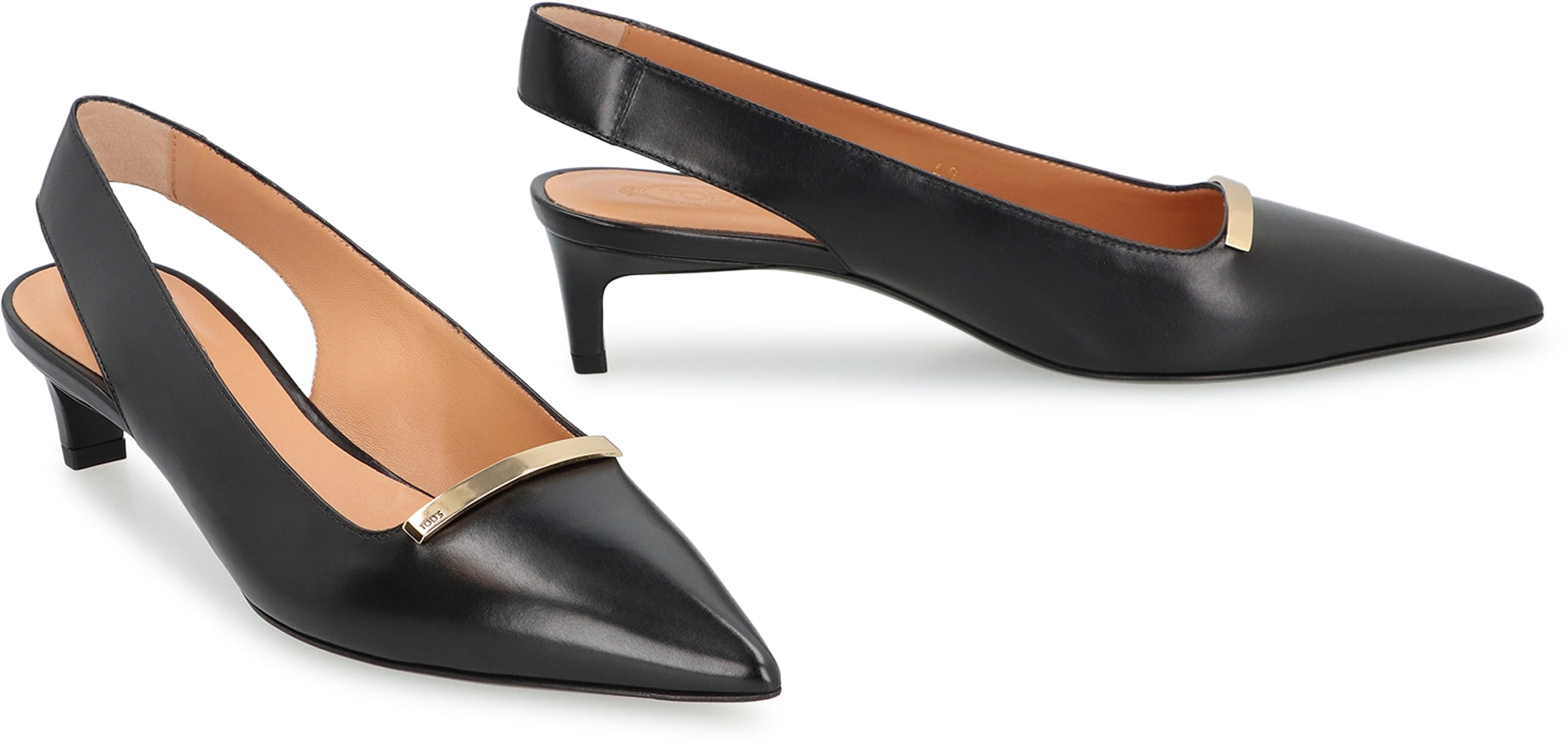 TOD'S Elegant Leather Slingback Pumps with Kitten Heels