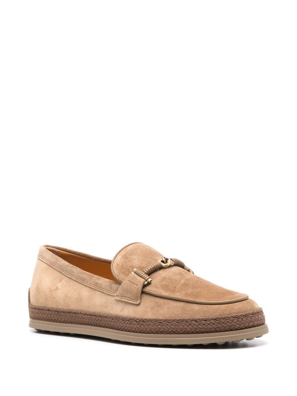 TOD'S Cord Weaving T Ring Suede Loafers