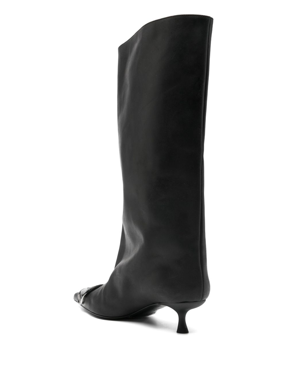 DIESEL Venus Leather Boots with Pointed Toe and Kitten Heel