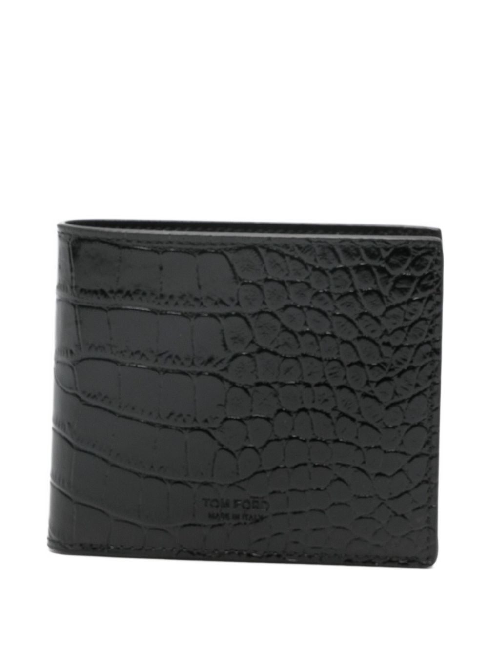 TOM FORD Mini Crocodile Print Leather Bi-Fold Wallet