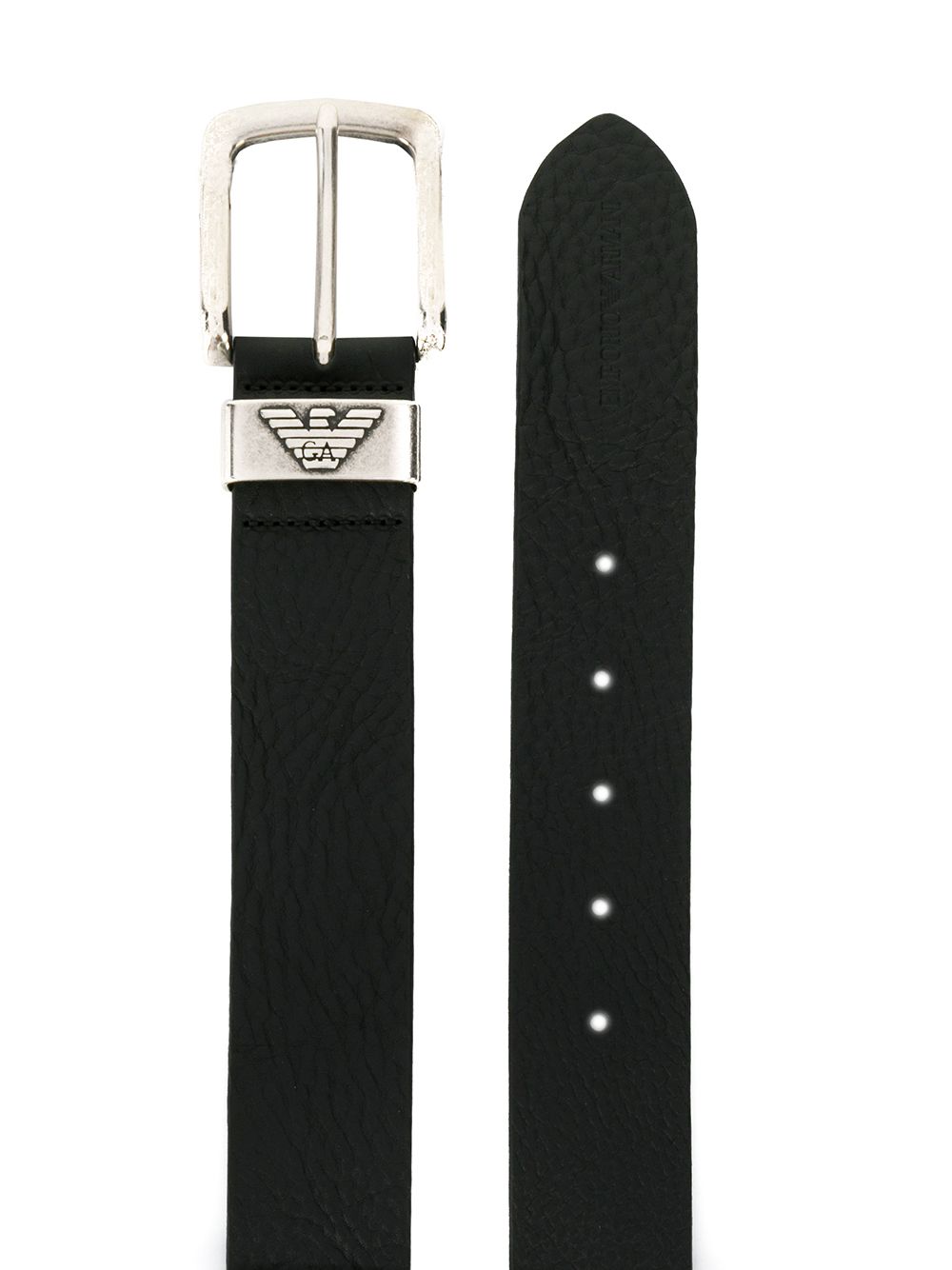 EMPORIO ARMANI Sleek Leather Belt with Logo Plaque