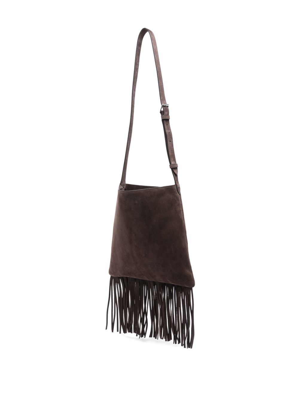 VALENTINO GARAVANI Suede Leather Shoulder Handbag with Adjustable Strap and Fringe Detail