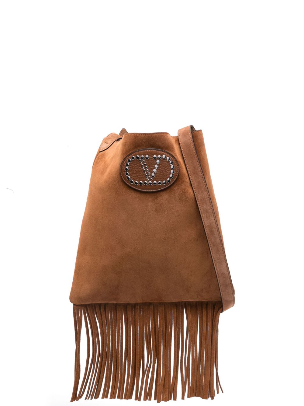 VALENTINO GARAVANI Suede Leather Crossbody Handbag with Fringe Detailing