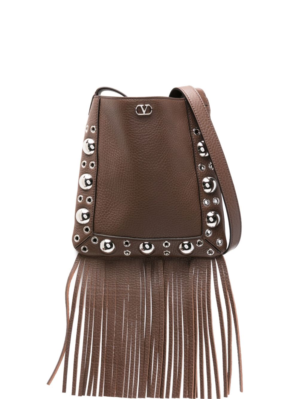 VALENTINO GARAVANI Mini Leather Crossbody Handbag with Studded Fringe