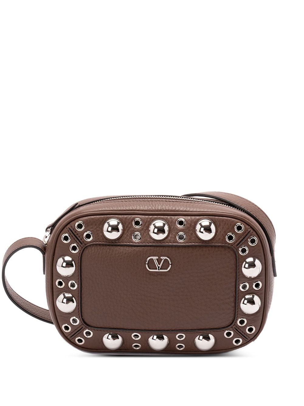 VALENTINO GARAVANI Leather Crossbody Handbag with Eyelet Detail and Adjustable Strap