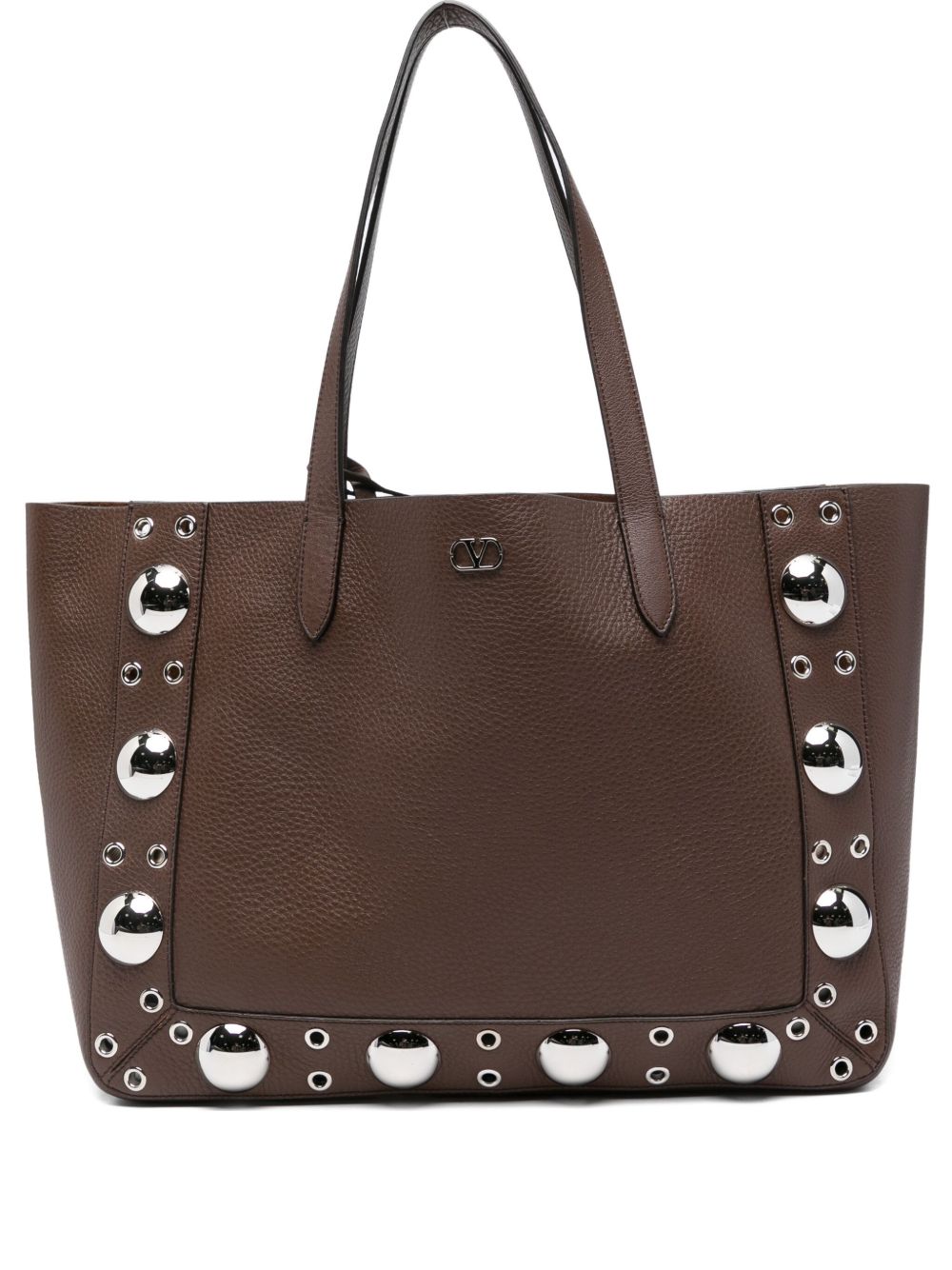 VALENTINO GARAVANI Medium Leather Tote Handbag with Eyelet Embellishment