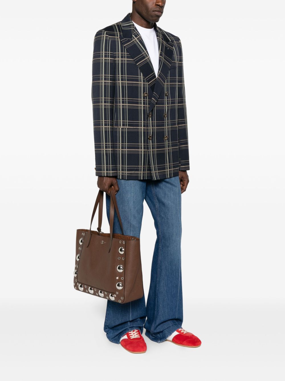 VALENTINO GARAVANI Medium Leather Tote Handbag with Eyelet Embellishment