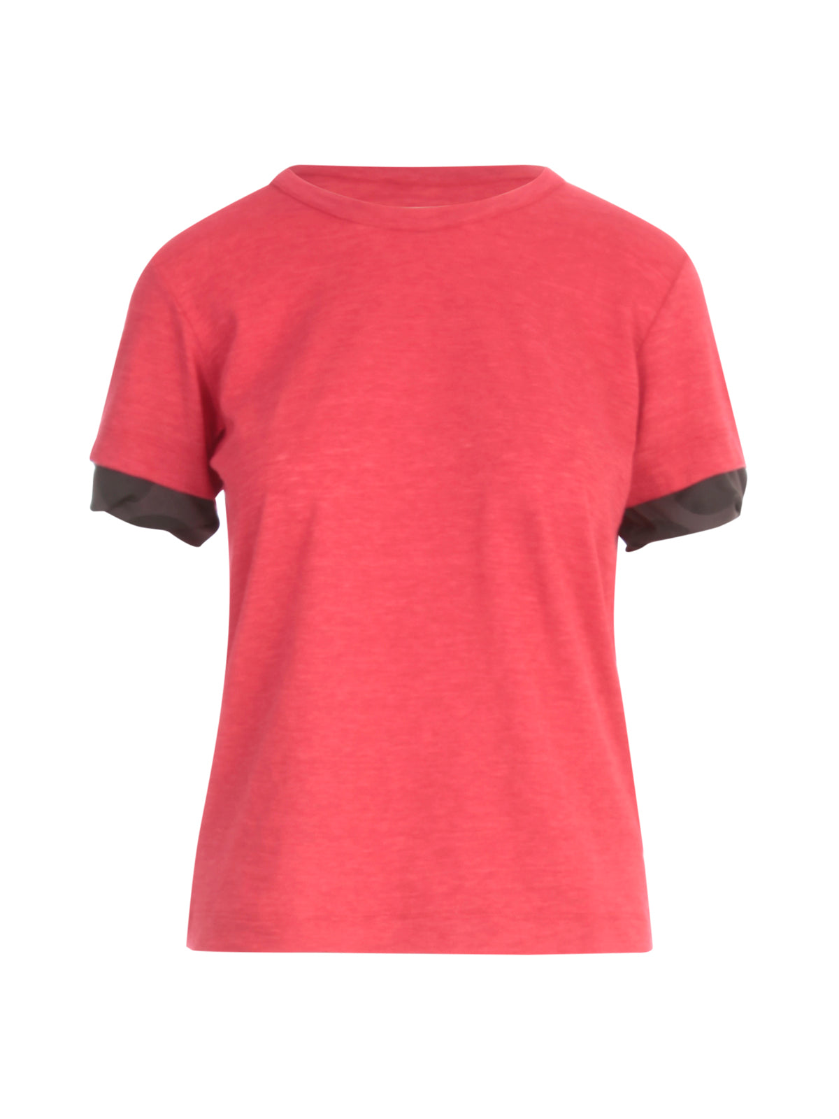 Y'S Uneven Yarn Pleated Polka Pig Short Sleeve T-Shirt