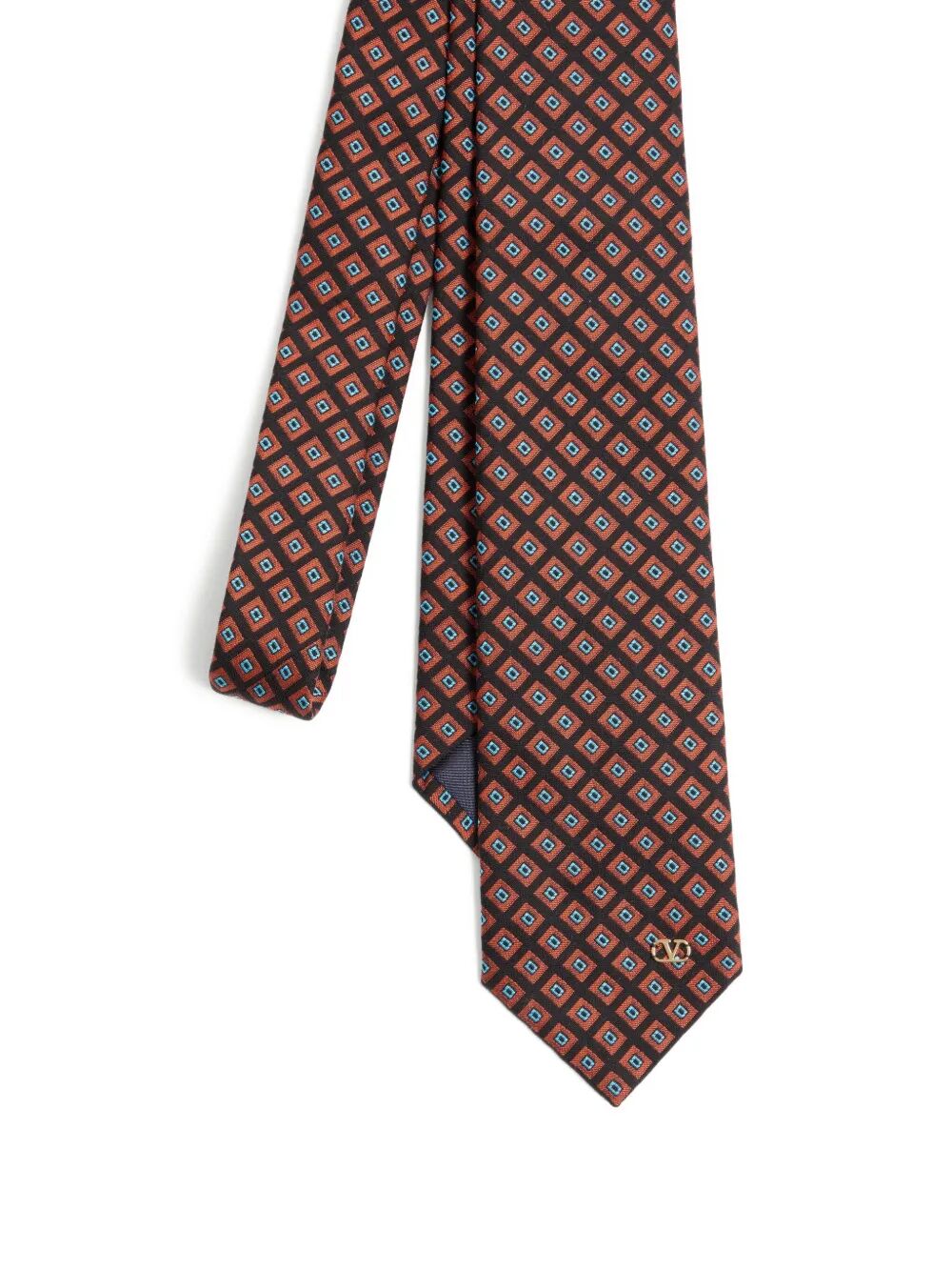 VALENTINO GARAVANI Cotton Jacquard Tie with Chamber Pattern and VLogo Signature Detail - Width 7 CM