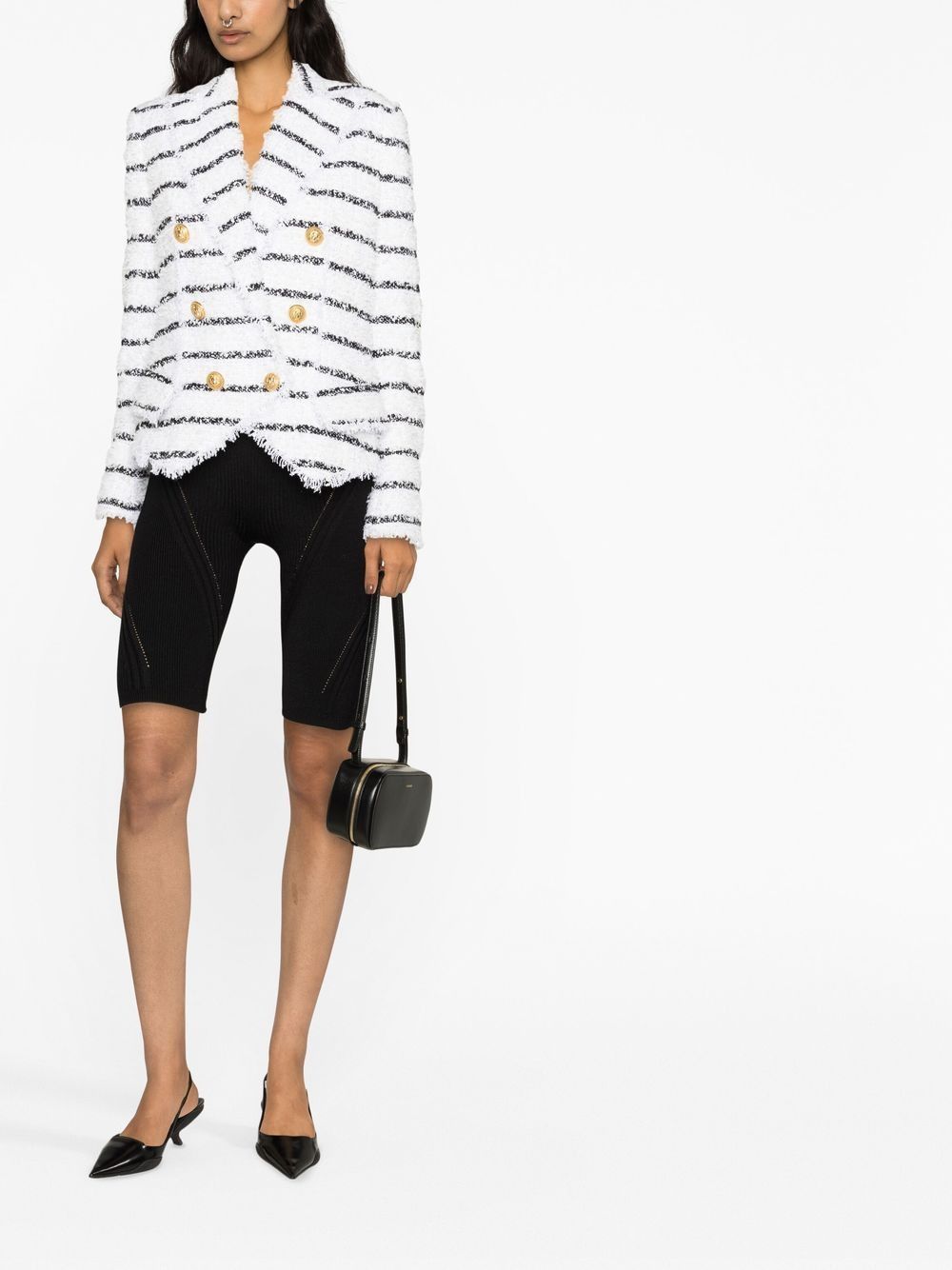 BALMAIN Mini Striped Tweed Jacket with 6 Buttons