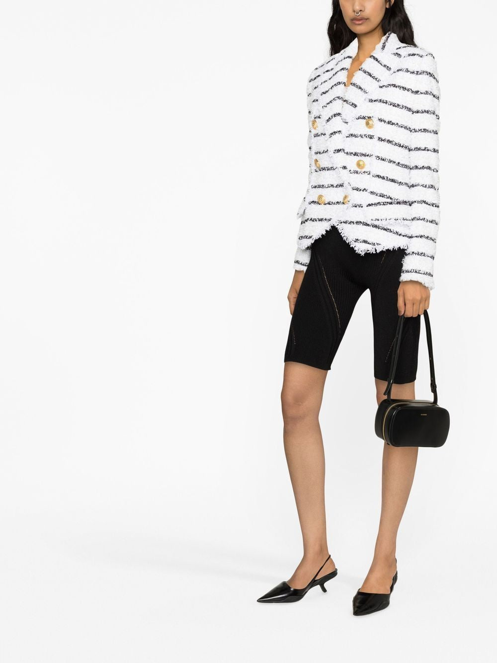 BALMAIN Mini Striped Tweed Jacket with 6 Buttons