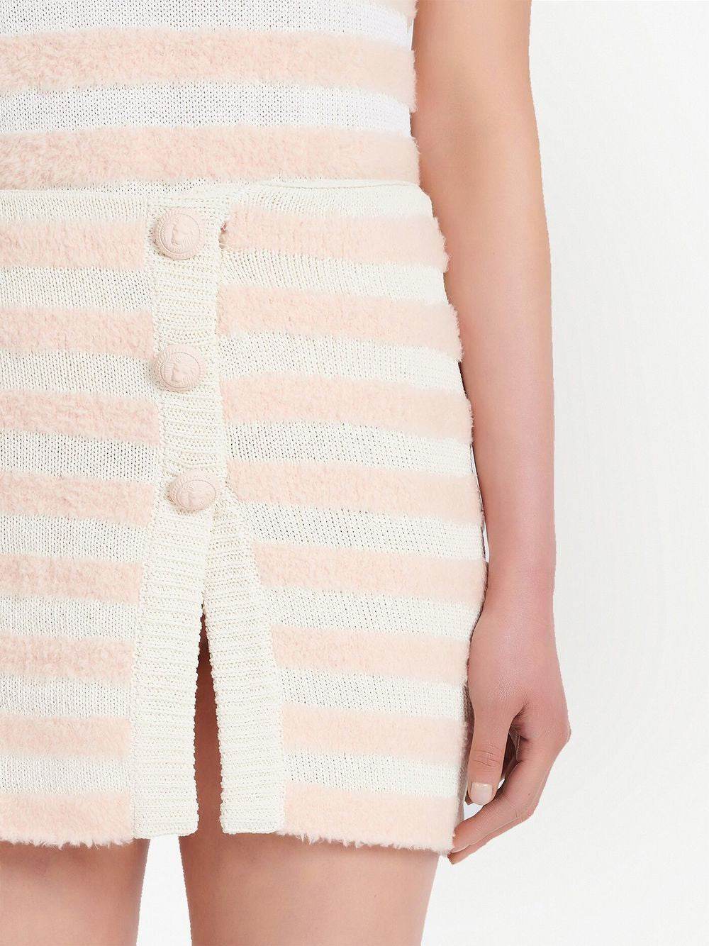 BALMAIN Mini Fluffy Stripes Wrapped Skirt