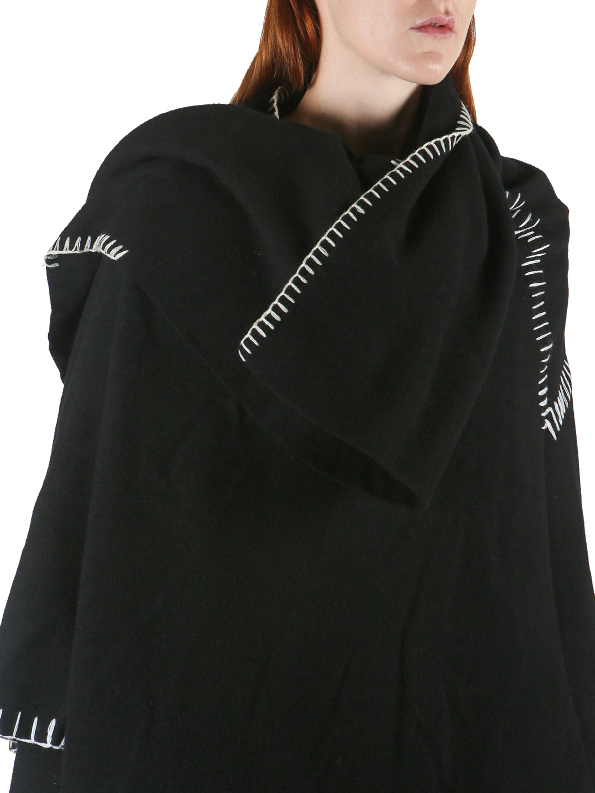 YOHJI YAMAMOTO Irregular Long Wool Jacket with Contrast Stitching - Size 1