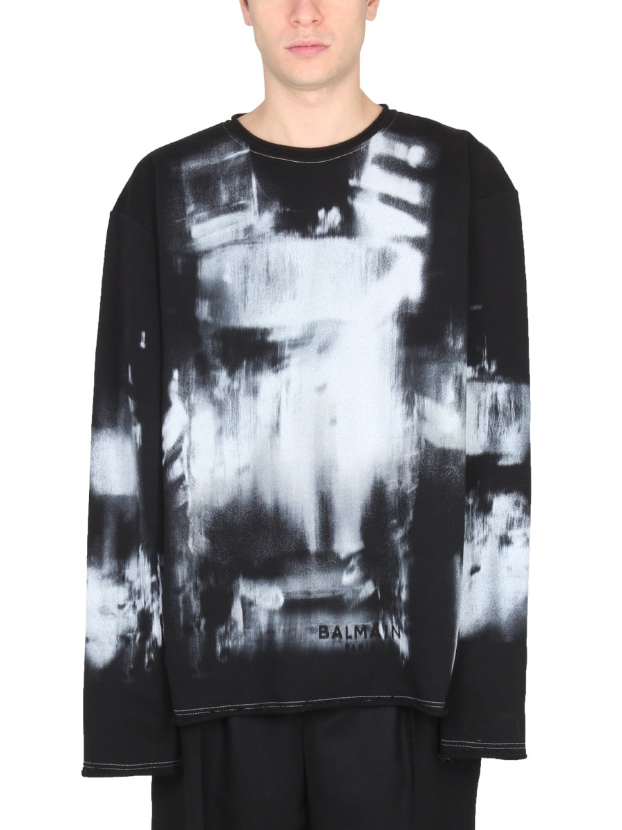 BALMAIN Tie Dye Pattern Crewneck Sweatshirt
