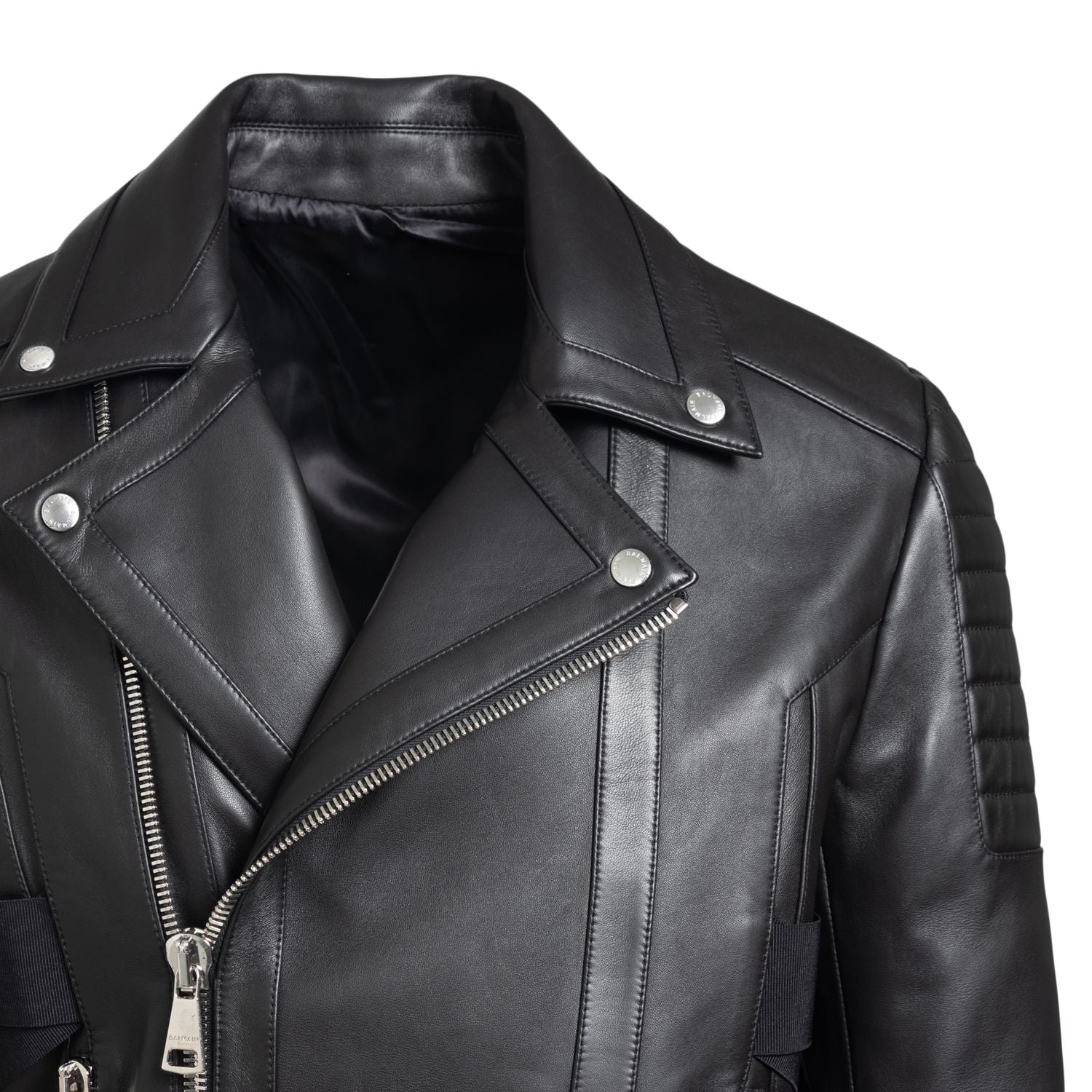 BALMAIN Men's Lambskin Leather Rider Jacket