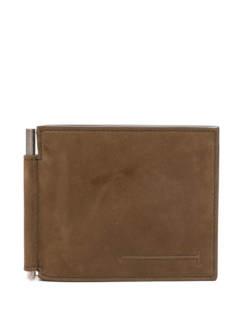 TOM FORD Natural Nubuck Elongated T-Line Mini Money Clip Wallet