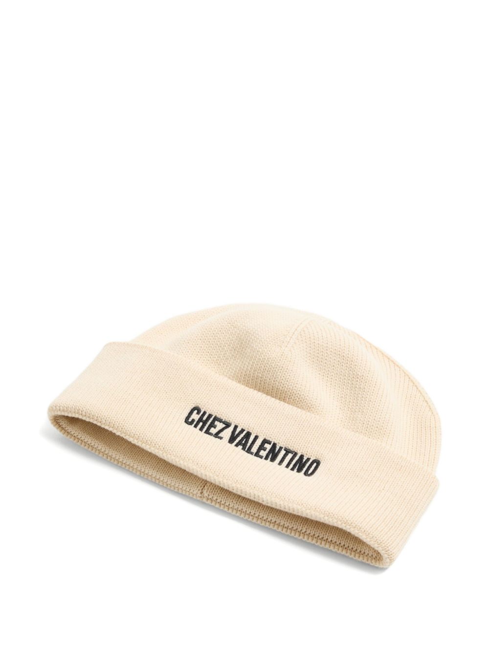 VALENTINO GARAVANI Ribbed Knit Beanie with Turn Up Brim