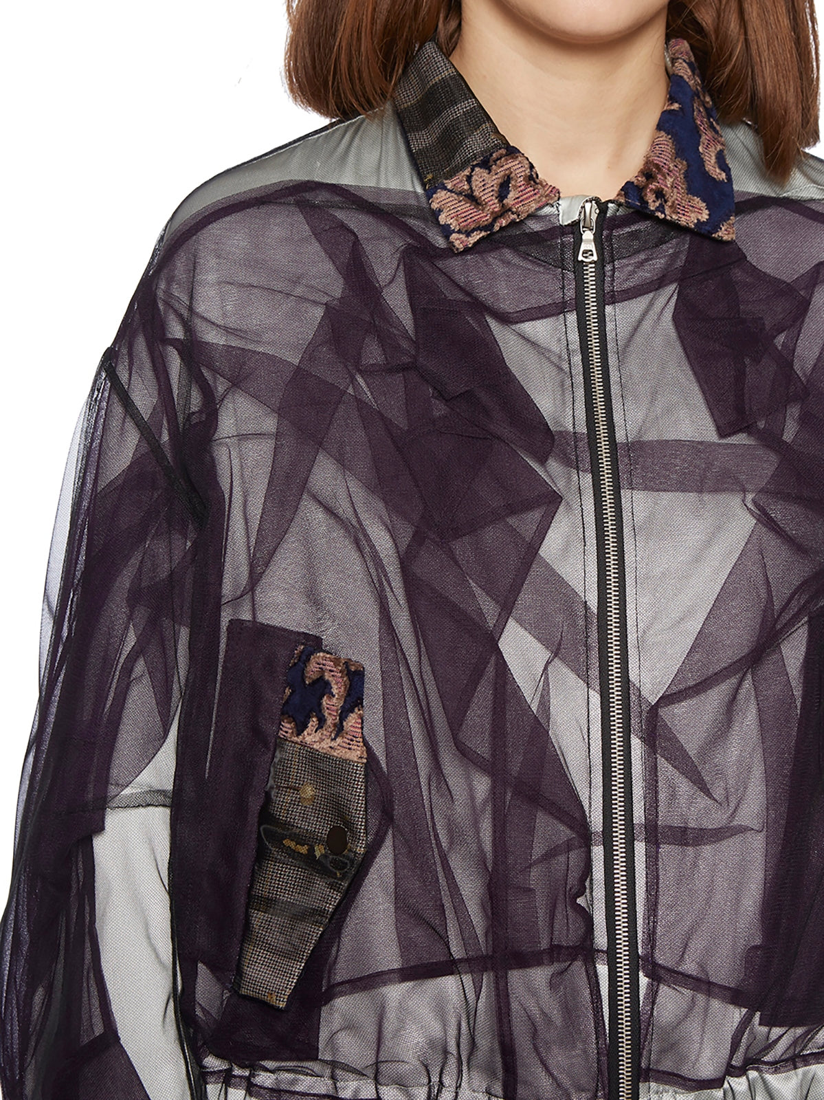 QUETSCHE Satin and Tulle Bomber Jacket - Model Size 36