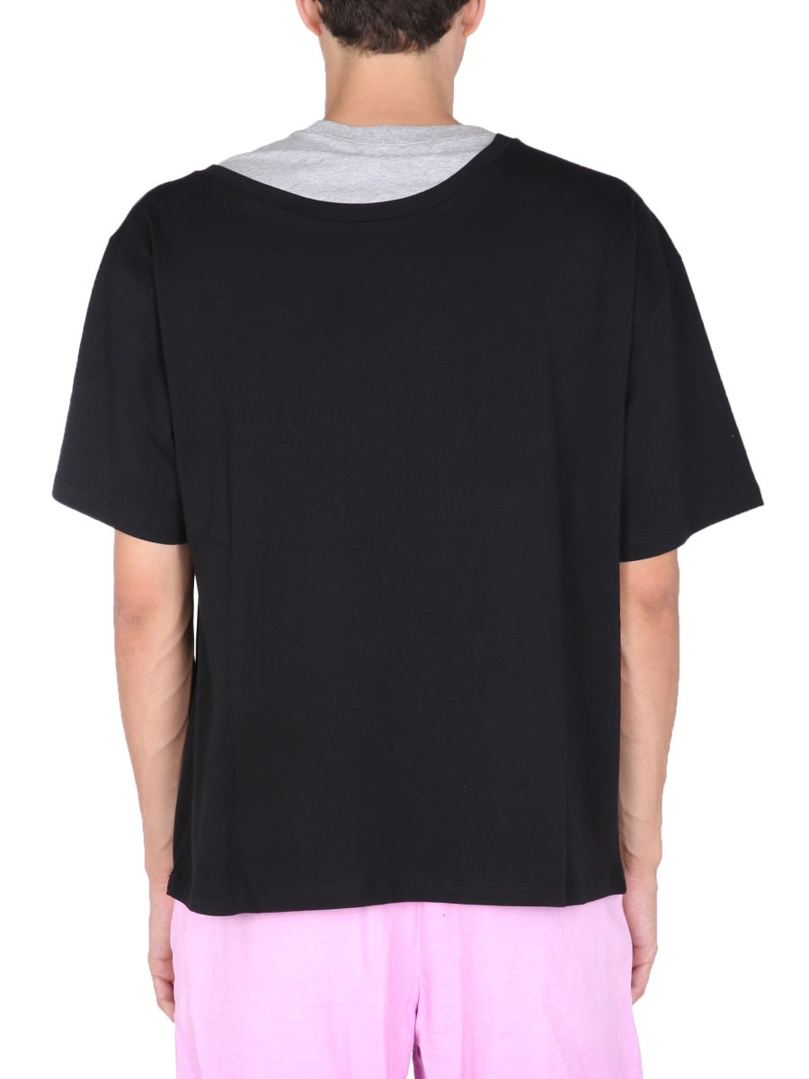 OPENING CEREMONY Double Collar Crew Neck T-Shirt for Men