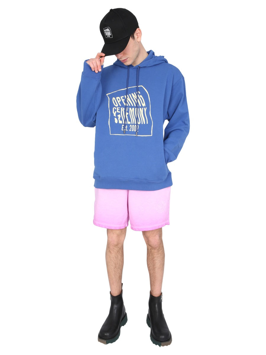OPENING CEREMONY Men's Logo Box Hoodie with Drawstring