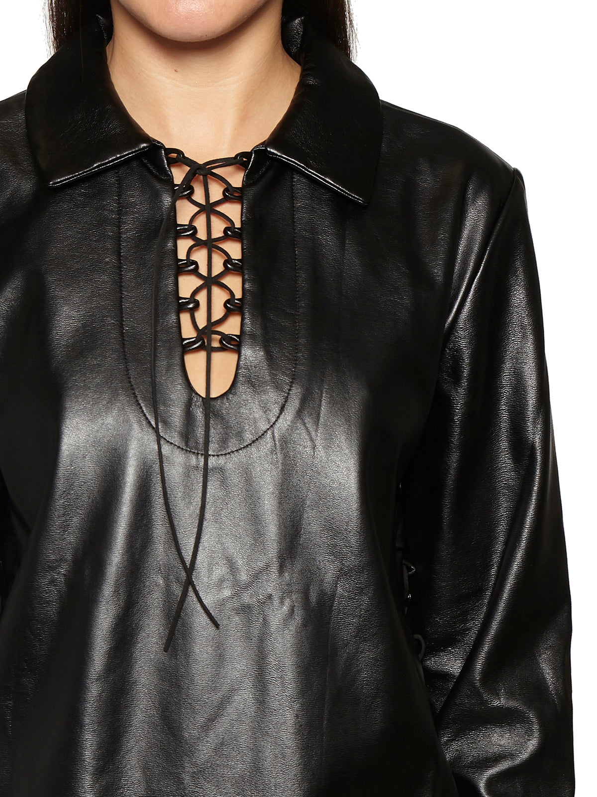 MATERIEL Laced Front Mini Soft Shirt - Size M