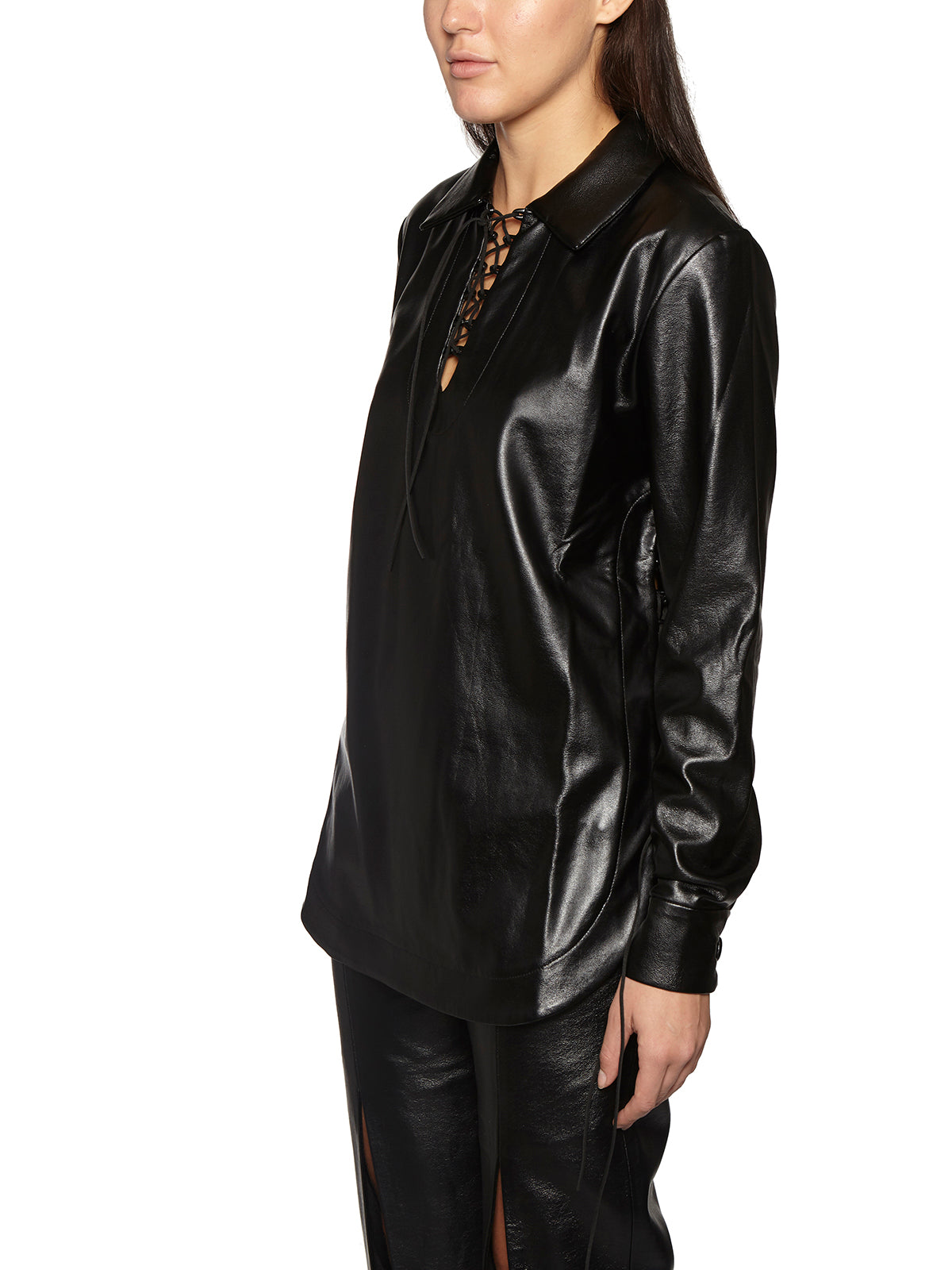 MATERIEL Laced Front Mini Soft Shirt - Size M