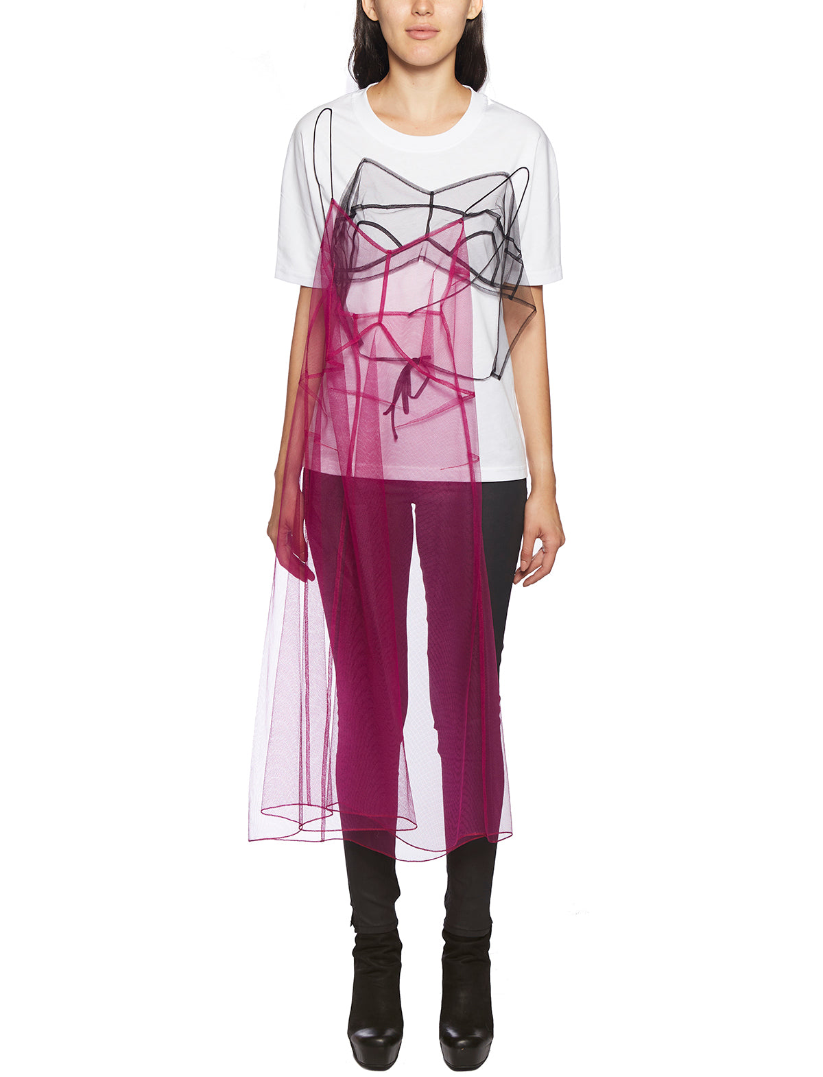 QUETSCHE Cotton Tulle Mini Dress T-Shirt