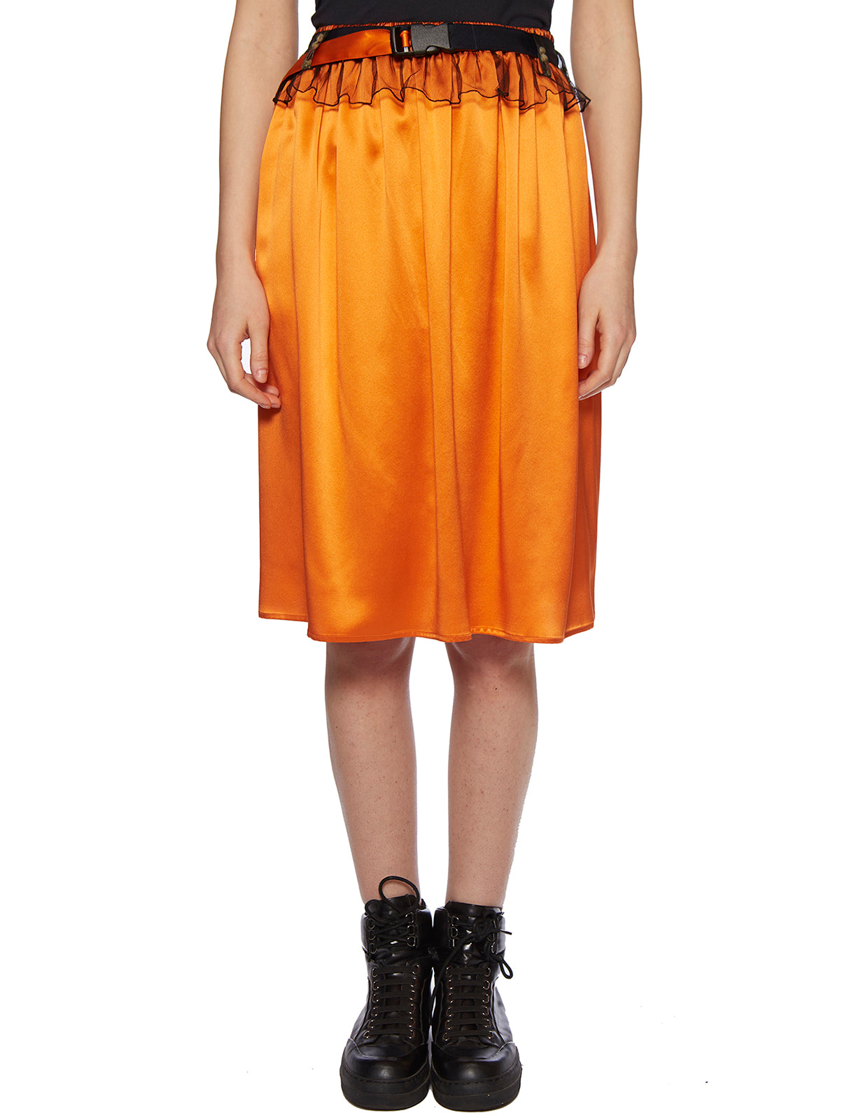 QUETSCHE Women's Mini Silk Skirt with Patch Pockets - Size 36