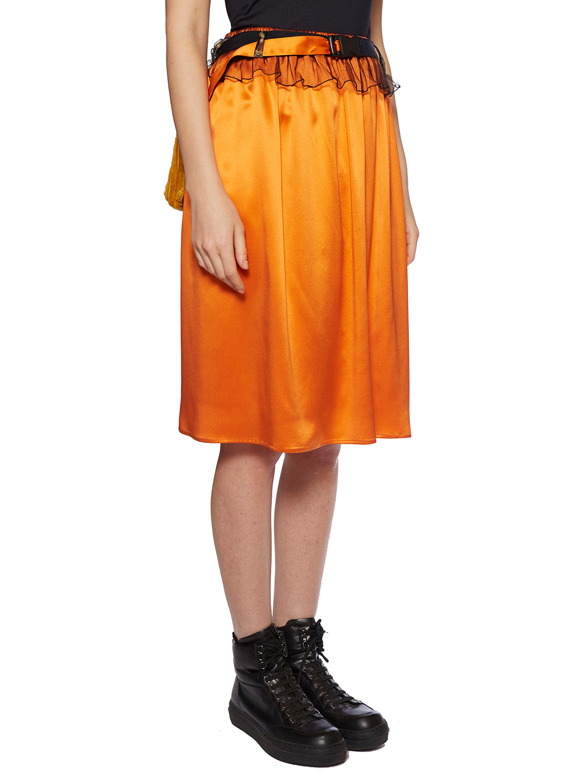 QUETSCHE Women's Mini Silk Skirt with Patch Pockets - Size 36