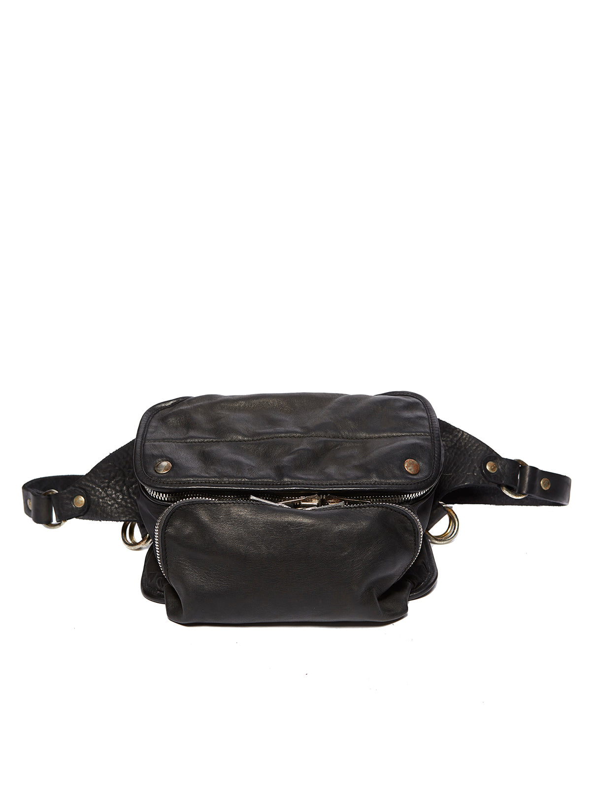 GUIDI Leather and Nylon Pouch Handbag with Removable Backpack