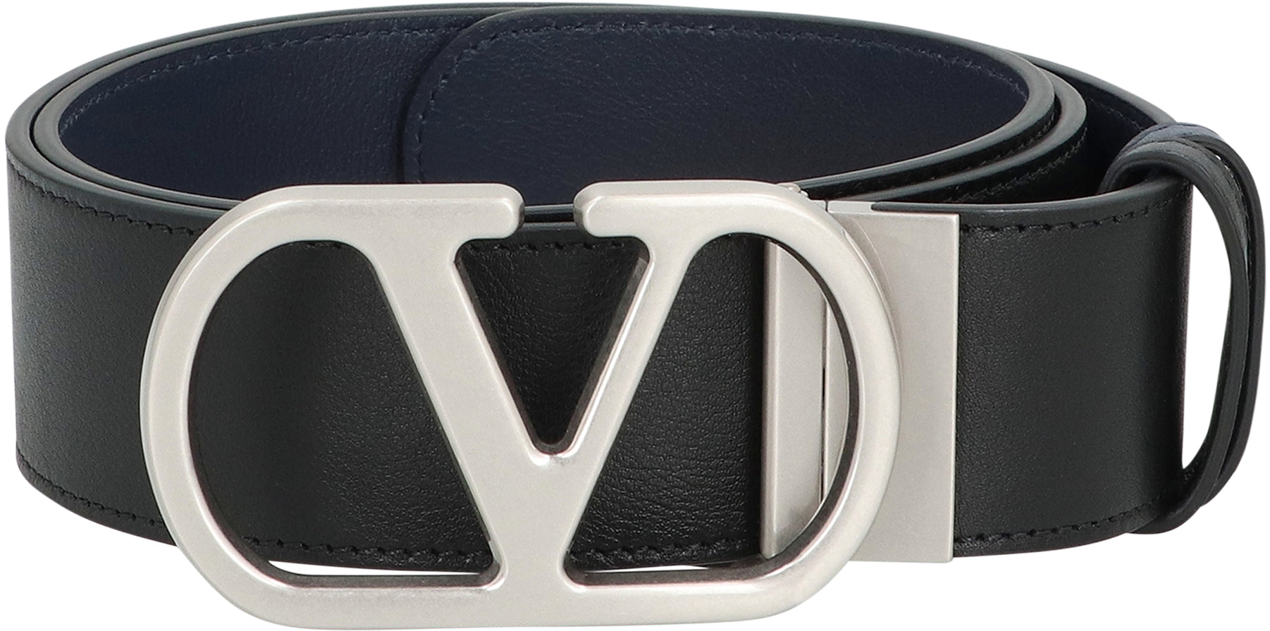 VALENTINO GARAVANI Reversible Leather Belt with Signature Buckle - 4 cm Height