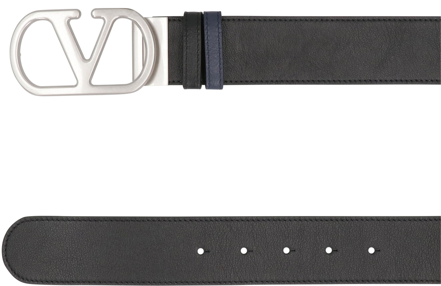 VALENTINO GARAVANI Reversible Leather Belt with Signature Buckle - 4 cm Height