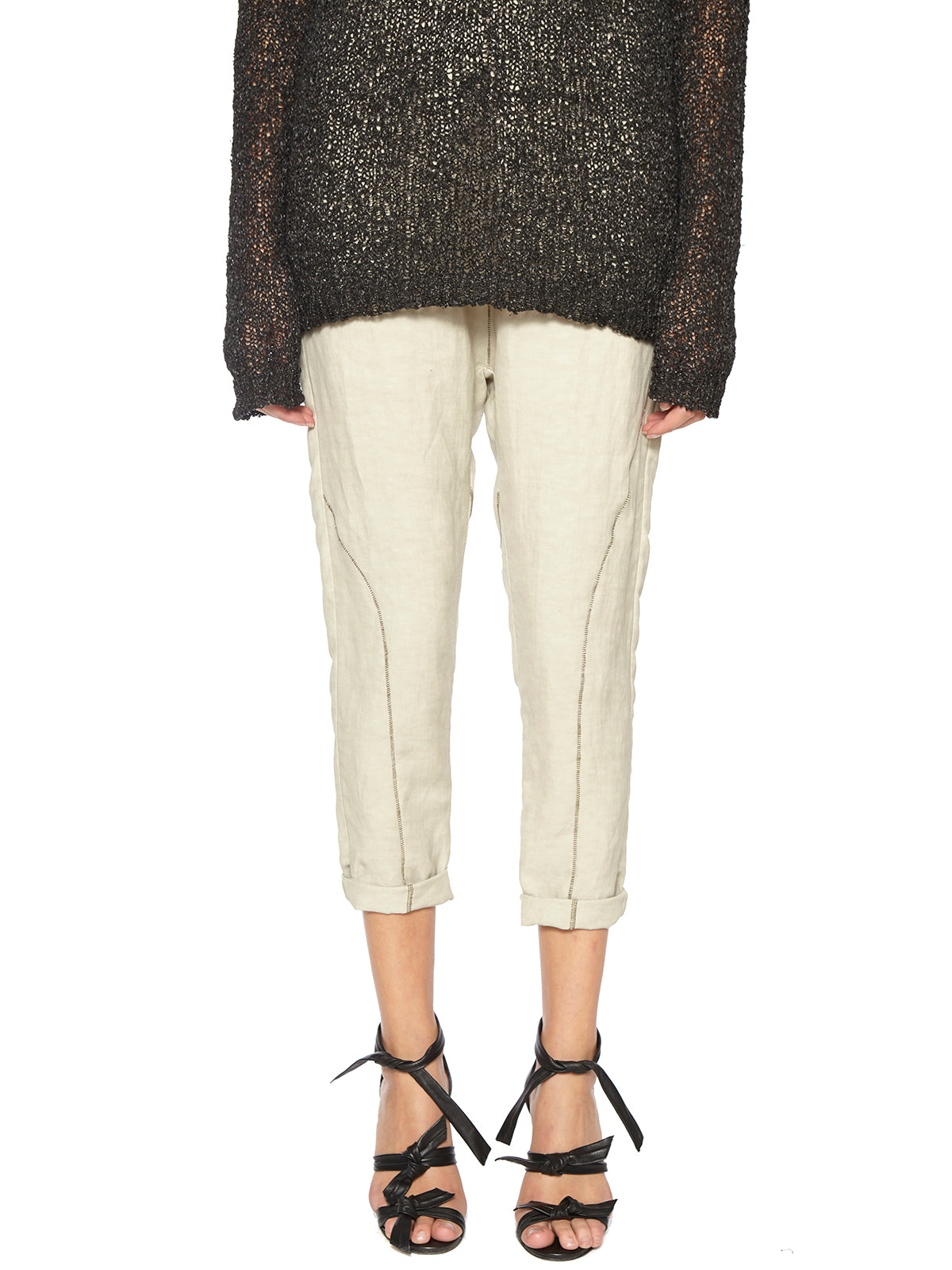 NOSTRASANTISSIMA Women’s Baggy Pants with Stylish Stitching - Size 40