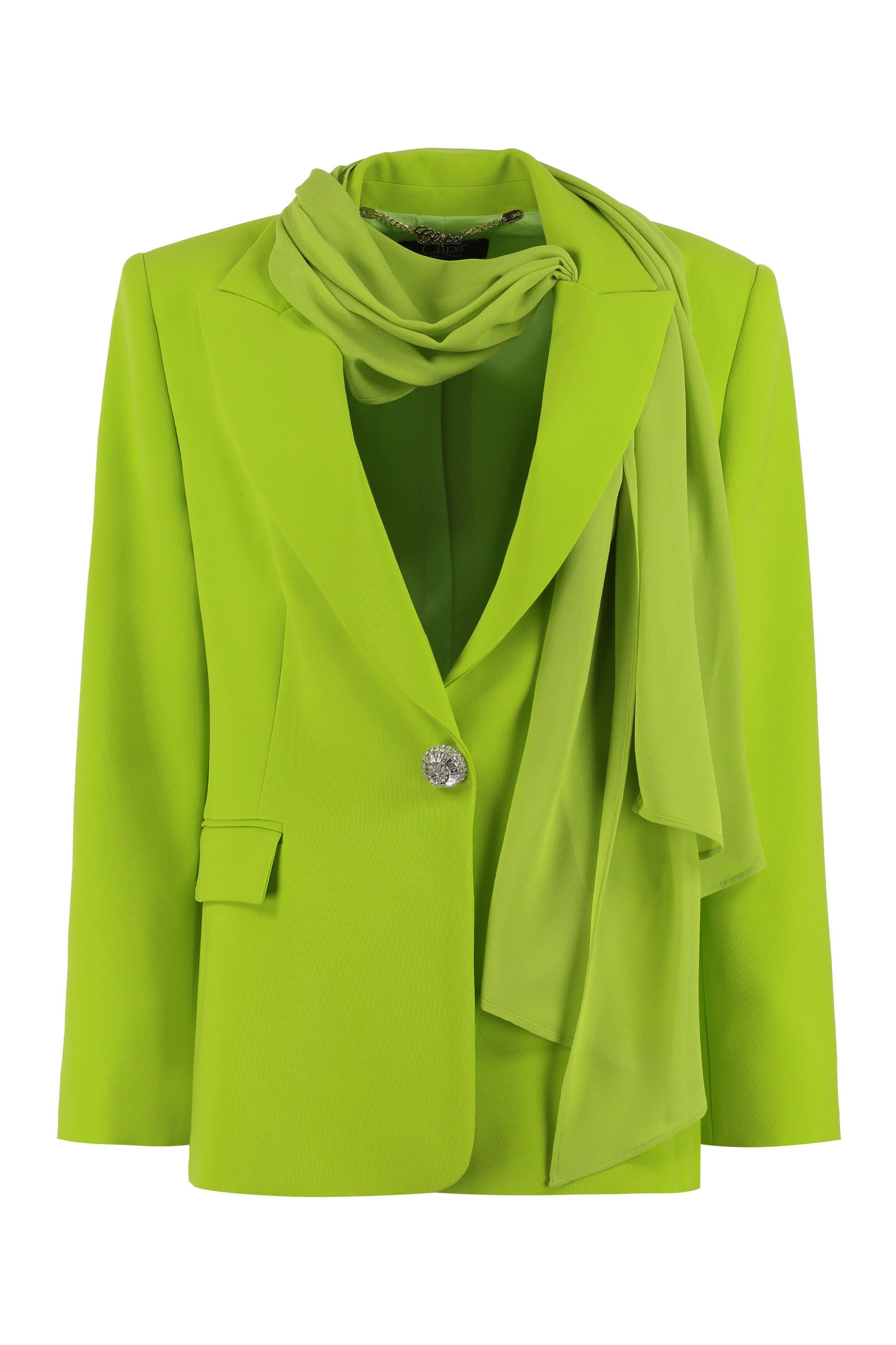 CLIPS Elegant One-Button Blazer with Scarf Collar